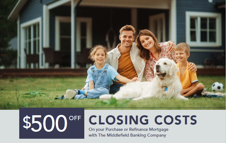Middlefield Bank $500 Off Mortgage Closing Costs